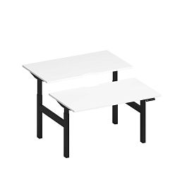 Рабочая станция на электроприводе с вырезами Elevo А2 ЧР 102.2 БП белый премиум / черный гладкий - Фото предпросмотра