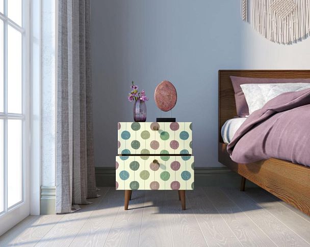 Тумбочка Berber с двумя ящиками 24 принт арт BB03/Print_24, разноцветная - Вид 2