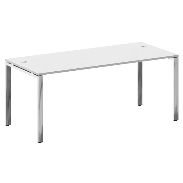 Metal System Direct Стол рабочий руководителя на П-обр. м/к БП.СРР-5.8 Белый/Нерж. сталь 1800*800*750 - Вид 1