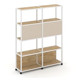 Shelf Mobile Стеллаж 5 уровней 2 секции VR.LT-STK-513.12 Тиквуд Светлый/Металл Белый/W-04 2370*400*2000 - Фото предпросмотра