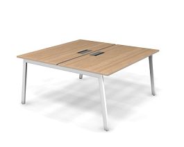 MATRIX 121S205-A Стол прямой двойной, пров-ик Merida (А-опоры) 1580х1590х775 Швейцарский вяз/Белый - Фото предпросмотра