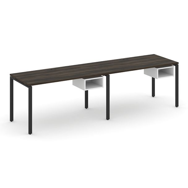 Concept Рабочая станция односторонняя с подвес. тумбами 2 места CN.ORS-103 Дуб Мали/Белый Бриллиант/Металл Черный 2760*720*750 - Вид 1