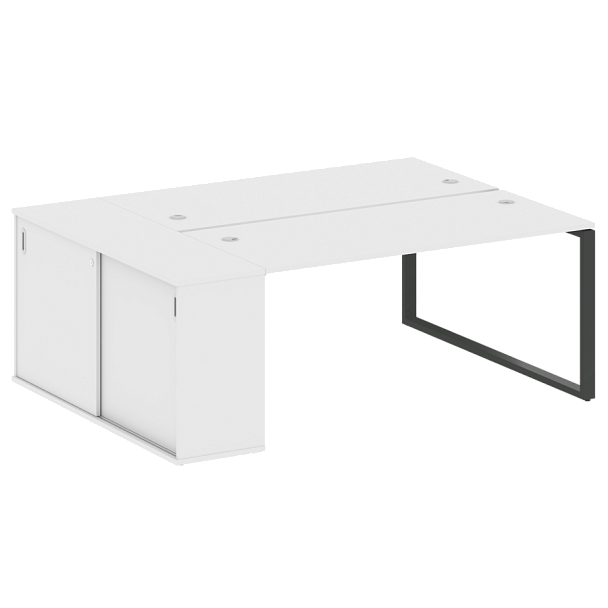 Metal System Р. ст. с шкафом-купе на О-образном м/к БО.РС-СШК-1.4 Т Белый/Антрацит металл 2010*1475*750 - Вид 1