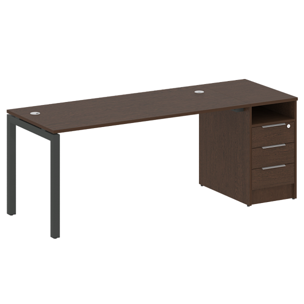 Metal System Quattro Р. ст. с тумбой на П-образном м/к 50БП.РС-СТП-1.4 Венге/Антрацит металл 2012*720*750 - Вид 1