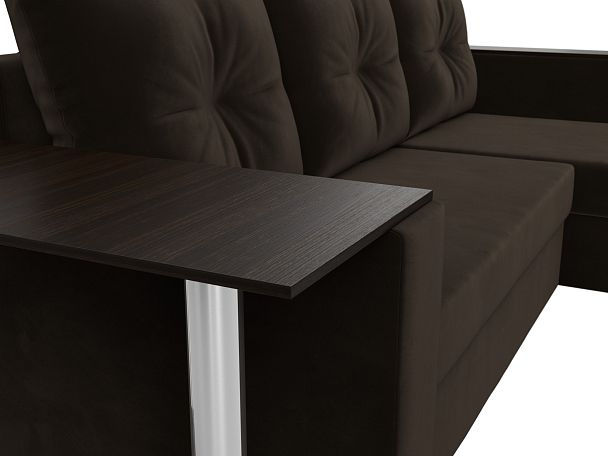 Угловой диван Атланта Лайт правый (полностью микровельвет коричневый) - Вид 4