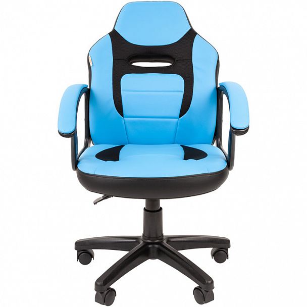 Кресло CHAIRMAN KIDS 110 черный пластик голубой - Вид 2