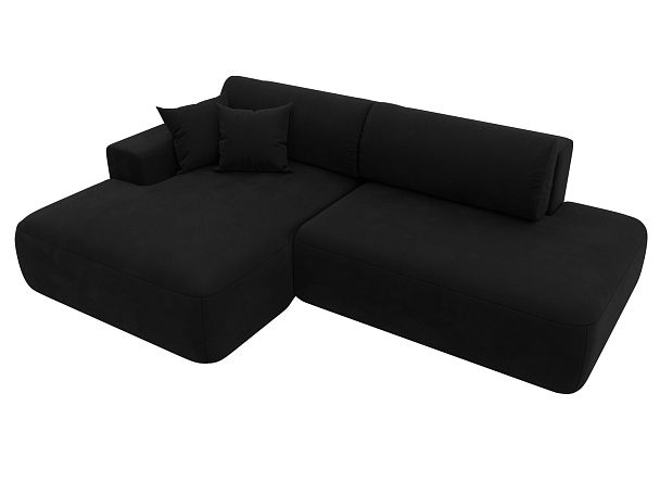 Диван угловой Лига-036 Модерн левый угол Микровельвет черный - Вид 5