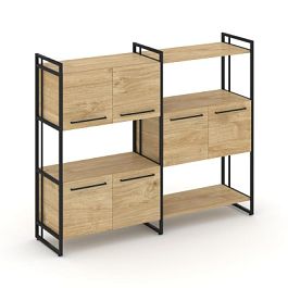 Rift Шкаф комбинированый RF.NS-004 Тиквуд Светлый/Металл Черный 1576*396*1286 - Фото предпросмотра