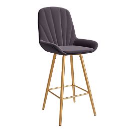 Стул ЮККИ Основание №5 Барный конус Золотое Велюр тип 2 Графитовый - Фото предпросмотра