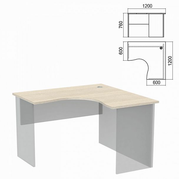 Стол компактный ЧАСТЬ 1 "Арго", 1200х1200х760 мм, правый, ясень шимо - Вид 1