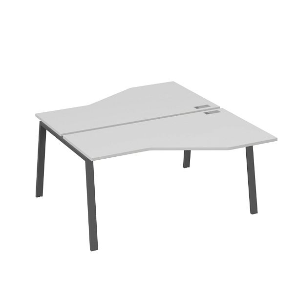 Рабочая станция каркас TRE столы (2х160) эргономичные Техно A4 А4 Б3 188  БП серый / металлокаркас антрацит - Вид 1
