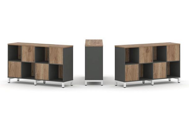 Style Project Набор стеллажа 2-х сторон., 2 яр. SN.NSD-241 Антрацит/Дуб Табак/Металл Белый 1488*400* - Вид 1