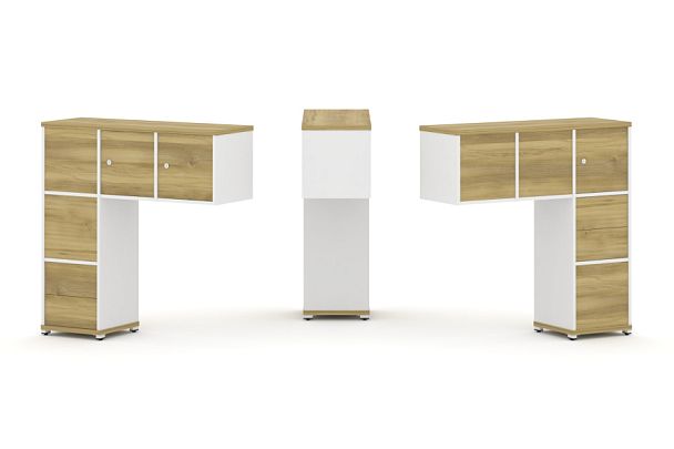 Concept Надставка низкая CN.DNN-005 Дуб Винченцо/Белый Бриллиант/Металл Белый 1099*365*1130 - Вид 1