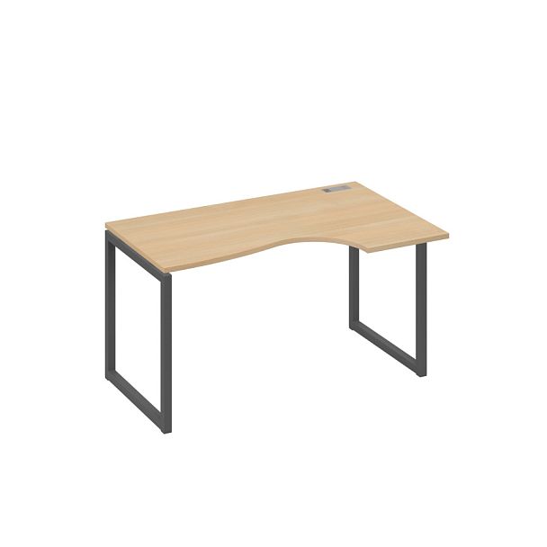 Стол эргономичный правый "Классика" на металлокаркасе QUATTRO A4 А4 Б4 044 БП натуральный дуб / металлокаркас антрацит - Вид 1
