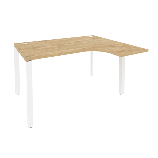 Onix Стол эргономичный правый на П-образном м/к O.MP-SA-3 (R) Тиквуд светлый/Белый металл 1380*1180*750 (800/460) - Вид 1