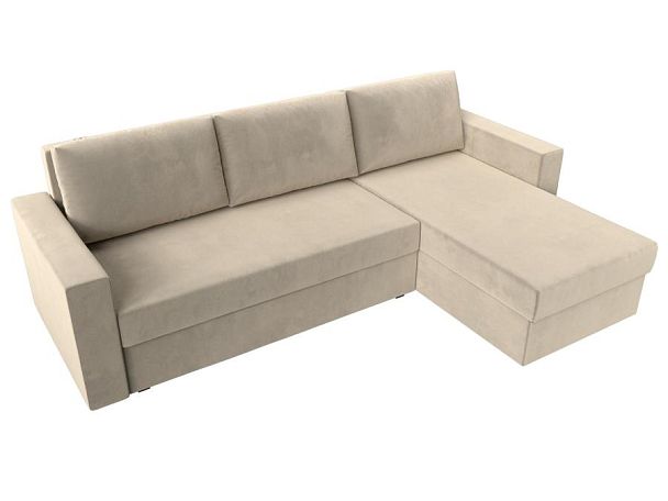Угловой диван Траумберг Лайт правый (полностью микровельвет бежевый) - Вид 5