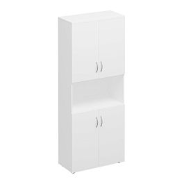 Шкаф для документов закрытый 4-дверный с нишей Комфорт К.374 белый премиум - Фото предпросмотра