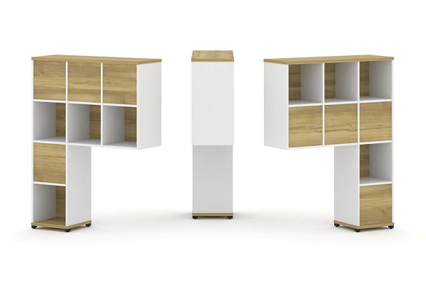 Concept Надставка высокая CN.DNV-005 Дуб Винченцо/Белый Бриллиант/Металл Черный 1099*350*1486 - Вид 1