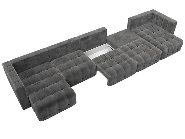 Диван П-образный Лига-052 НПБ МегаЛонг Велюр серый - Вид 8