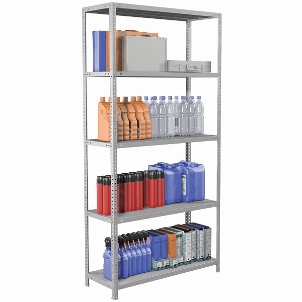 Стеллаж металлический BRABIX "MS Plus-200/40-5", 2000х1000х400 мм, 5 полок, регулируемые опоры, 291109, S241BR164502 - Вид 4