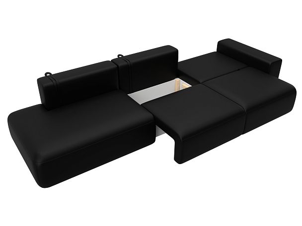 Диван прямой Лига-036 НПБ Модерн Лонг подлокотник справа Экокожа черный - Вид 8