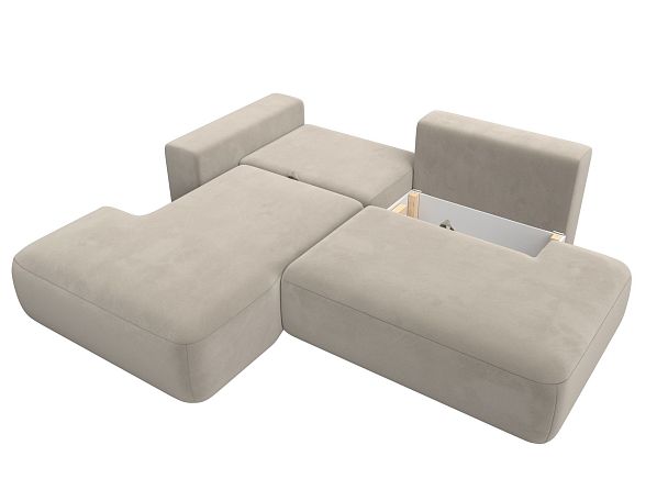 Диван угловой Лига-036 Модерн левый угол Микровельвет бежевый - Вид 6