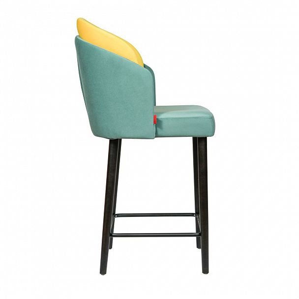 Полукресло Лилия барное, велюр голубой, желтый, морилка черная - Вид 3