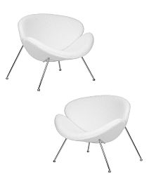 Набор 2 шт Кресло дизайнерское DOBRIN EMILY (белый (букле) ткань , хромированная сталь) - Фото предпросмотра