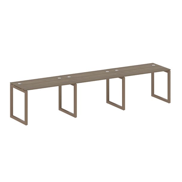 Metal System Quattro Р. ст. на 3 раб. места на О-образном м/к 50БО.СМ-3.2 Вяз/Мокко металл 3600*720*750 - Вид 1