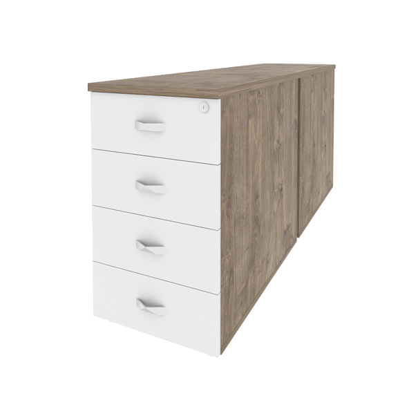 Onix Тумба двойная приставная/опорная O.TPO-2.8 Тиквуд темный/Белый бриллиант 432*1635*750 - Вид 1