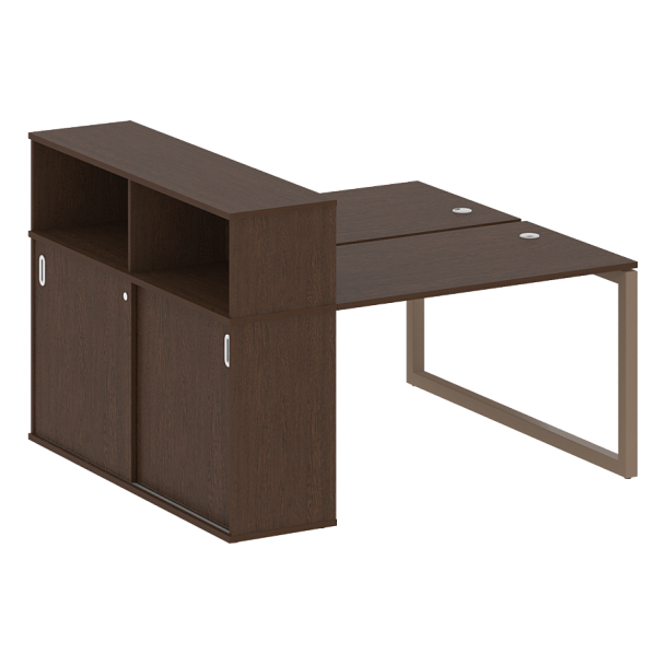 Metal System Quattro Р. ст. с шкафом-купе на О-образном м/к 50БО.РС-СШК-2.2 Т Венге/Мокко металл 1610*1475*1098 - Вид 1