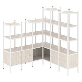 Loft Угловой внутренний стеллаж наборный VR.L-41 Денвер светлый/Белый металл 1694*1694*1869 - Фото предпросмотра