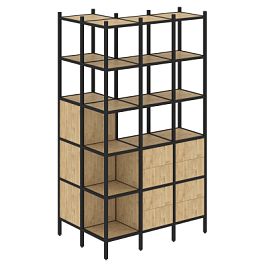 Loft Угловой внешний стеллаж наборный VR.L-54 Тиквуд светлый/Чёрный металл 862*1278*2280 - Фото предпросмотра