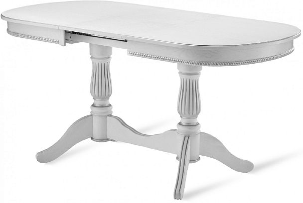 Стол деревянный раздвижной Кайнс 120(160)х80х76 Белый с серебряной патиной - Вид 5