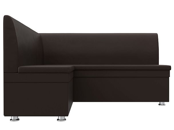Кухонный угловой диван Уют левый (полностью экокожа коричневая) - Вид 2