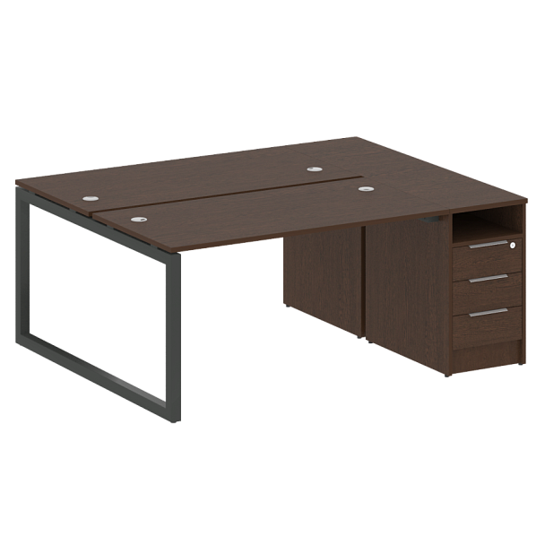 Metal System Quattro Р. ст. с тумбой на О-образном м/к 50БО.РС-СТП-2.3 Венге/Антрацит металл 1812*1475*750 - Вид 1