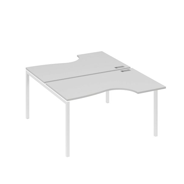 Рабочая станция металлокаркас DUE со столами (2х140) Классика A4 А4 Б2 184 БП серый / металлокаркас белый - Вид 1