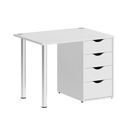 Home Office Стол письменный VR.SP-3-98.4 Белый бриллиант/Хром опоры 980*720*750 - Фото предпросмотра