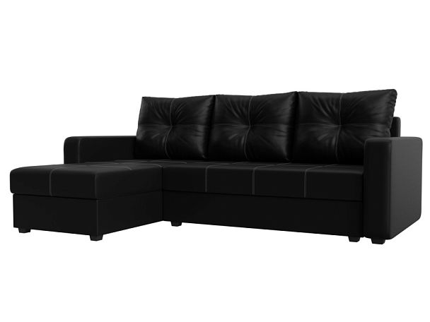 Диван угловой Ливерпуль Лайт левый угол Экокожа черный - Вид 1