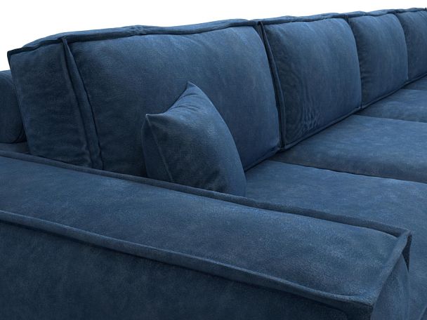 Диван прямой Лига-081 НПБ МегаЛонг Велюр синий - Вид 4