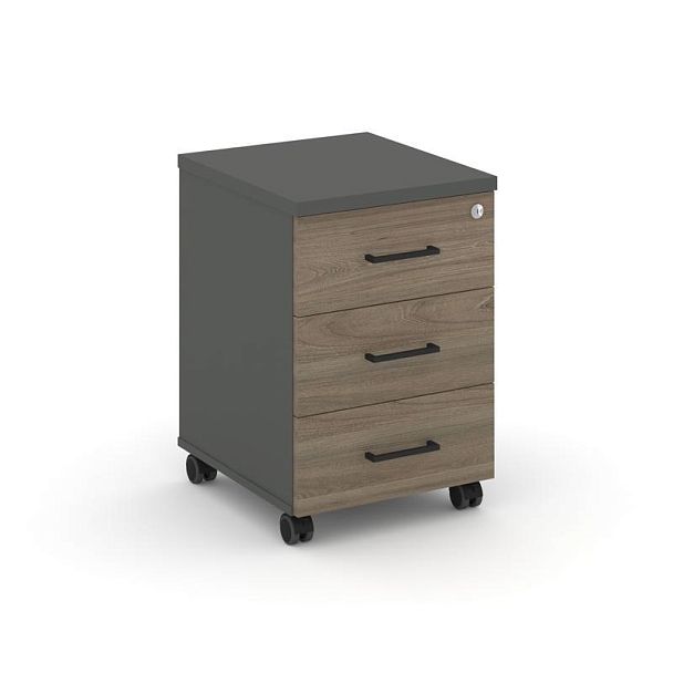 Стайл Проджект Тумба мобильная усил. колеса SN.TMU-002 Антрацит/Вяз Благородный/Черный Ручки 416*460 - Вид 1