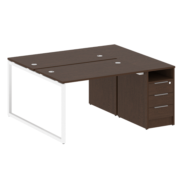 Metal System Quattro Р. ст. с тумбой на О-образном м/к 40БО.РС-СТП-2.2 Венге/Белый металл 1612*1475*750 - Вид 1