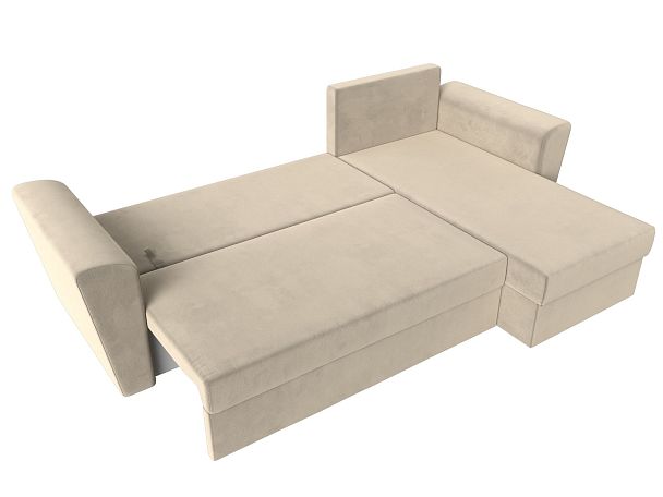 Угловой диван Амстердам Лайт правый (полностью микровельвет бежевый) - Вид 9