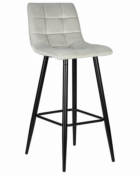 Стул барный DOBRIN NICOLE (черные матовые ножки, светло-серый велюр (108-52)) - Вид 1