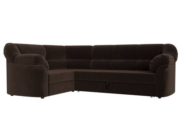 Диван угловой Карнелла левый (полностью микровельвет коричневый) - Вид 1