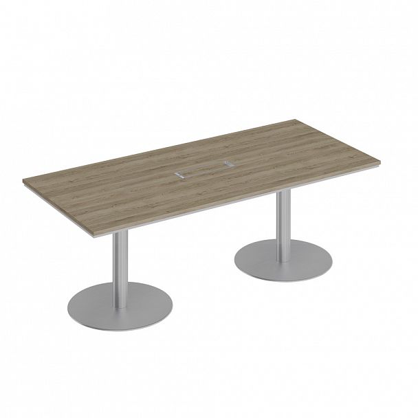 Стол для переговоров на круглых опорах-колоннах "City" СИ 155  дуб гладстоун светлый/белый премиум - Вид 1