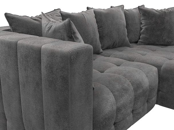 Диван угловой Лига-052 НПБ угол универсальный Велюр серый - Вид 4