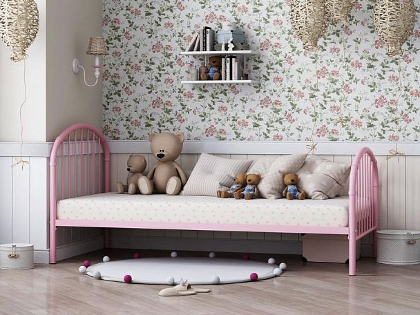 Кровать односпальная "Эвора-1" розовый - Вид 1