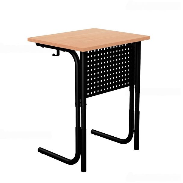 Стол ученический 101РП, 1-местный, регулируемый (экран-перфорация) на круглой трубе (м/к Коричневый, Серый, Черный), гр.3-5 - Вид 2