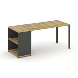 Concept Стол рабочий с опорным стеллажом CN.SP-203 Дуб Винченцо/Антрацит/Металл Антрацит 1800*720*750 - Фото предпросмотра